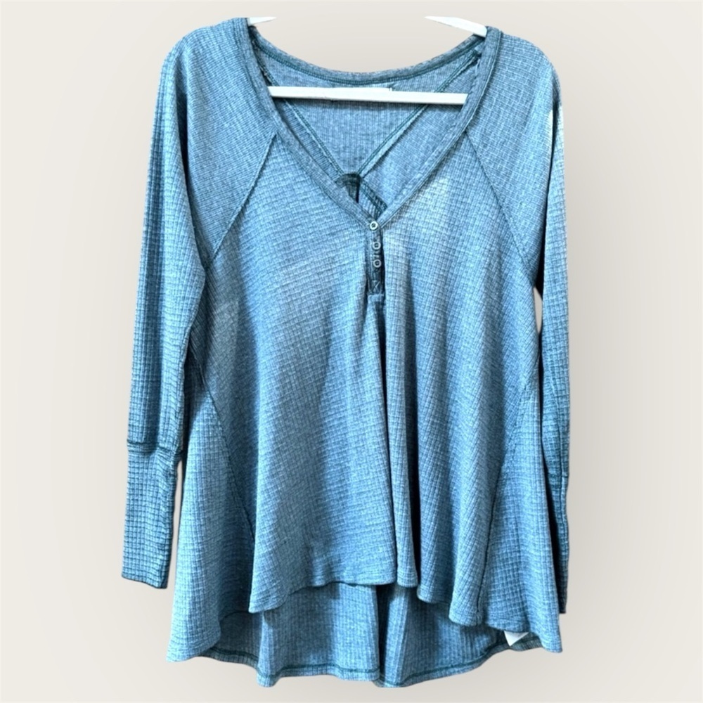 We The Free Free People Teal Long Sleeve Tunic Top